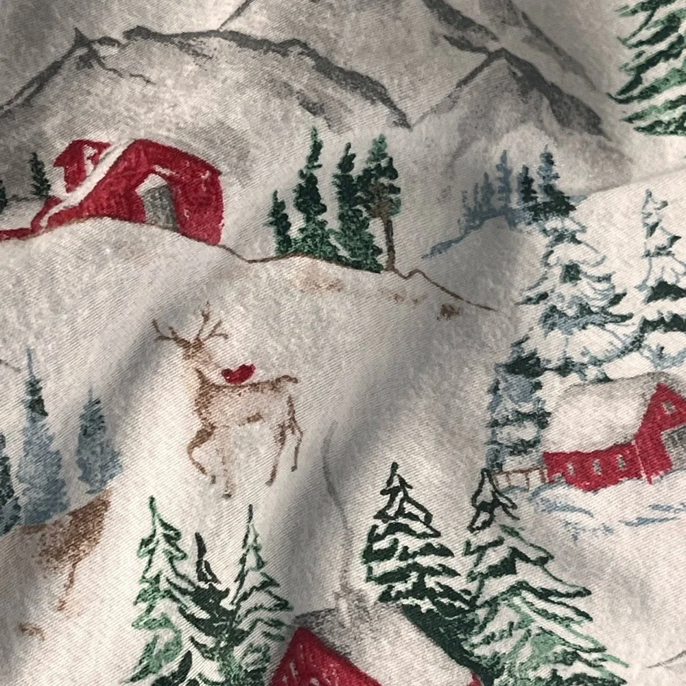 Charter club holiday winter village 100% cotton sheet set full size